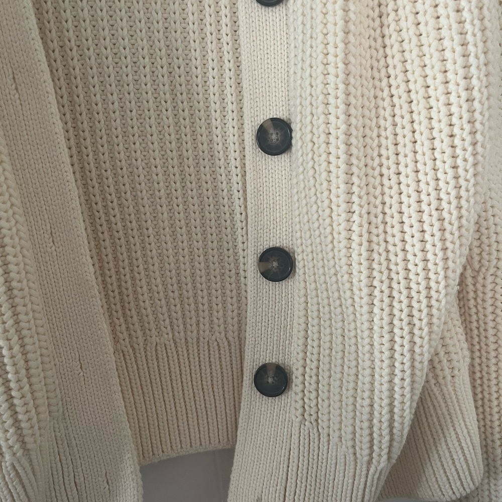 Everlane Cream Knit Button-Front Cardigan - Picture 3 of 5